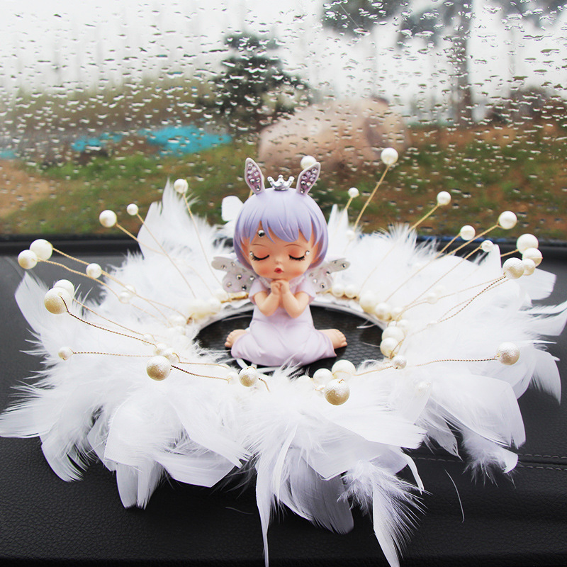 Adornos de coche Annie de diamantes adornos de coche ángel resina linda niña de dibujos animados interior del coche regalo de cumpleaños
