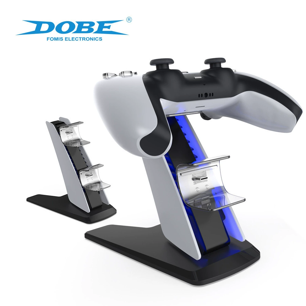PS5 Wireless Dual Controller Charging Base with Blue Light PS5 Game Controller Aircraft Type Dual Base Charger TP5-0585S