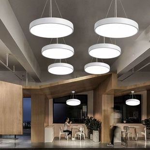 Solid Round Led Pendant Light for Office, New Circular Hanging Line Light for Conference Room, Shopping Mall, Supermarket, Internet Cafe, Gym