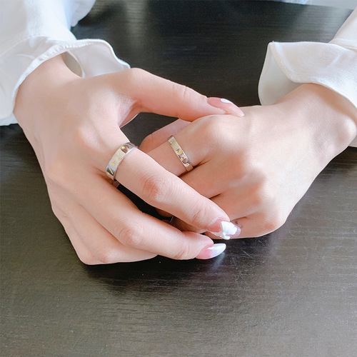 S925 sterling silver sun, moon and stars couple ring simple creative ring opening adjustable male and female pair of students
