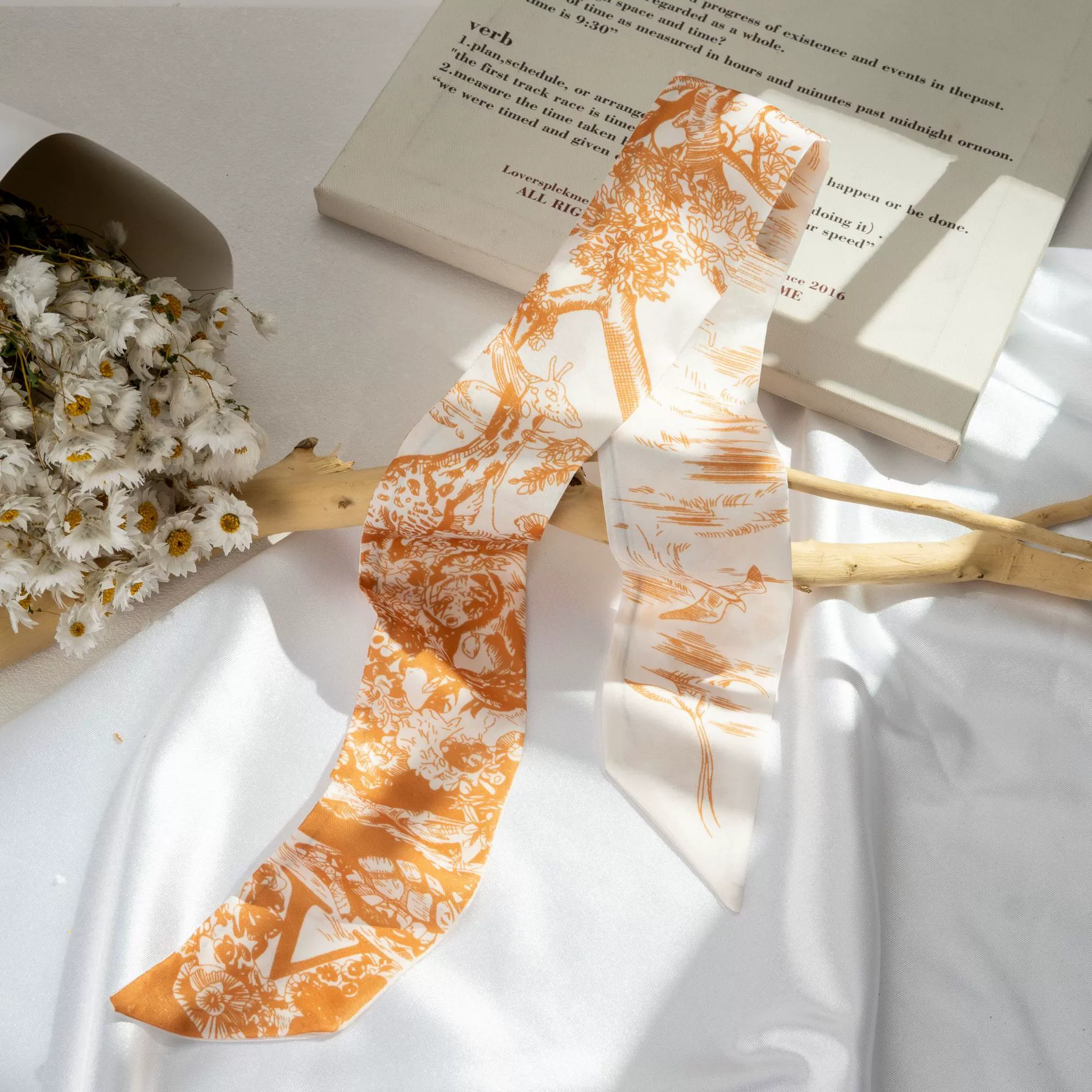 Silk Scarf Hairband (Suhang) long streamer 89×3.8 cm, lightweight gift box option