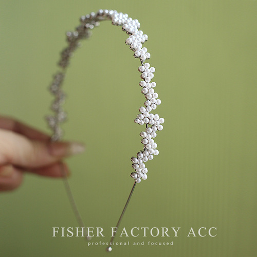 Classic dense bride water diamond hair clip, retro French pearl headband, slim hair clip, cross-border commodity wholesale