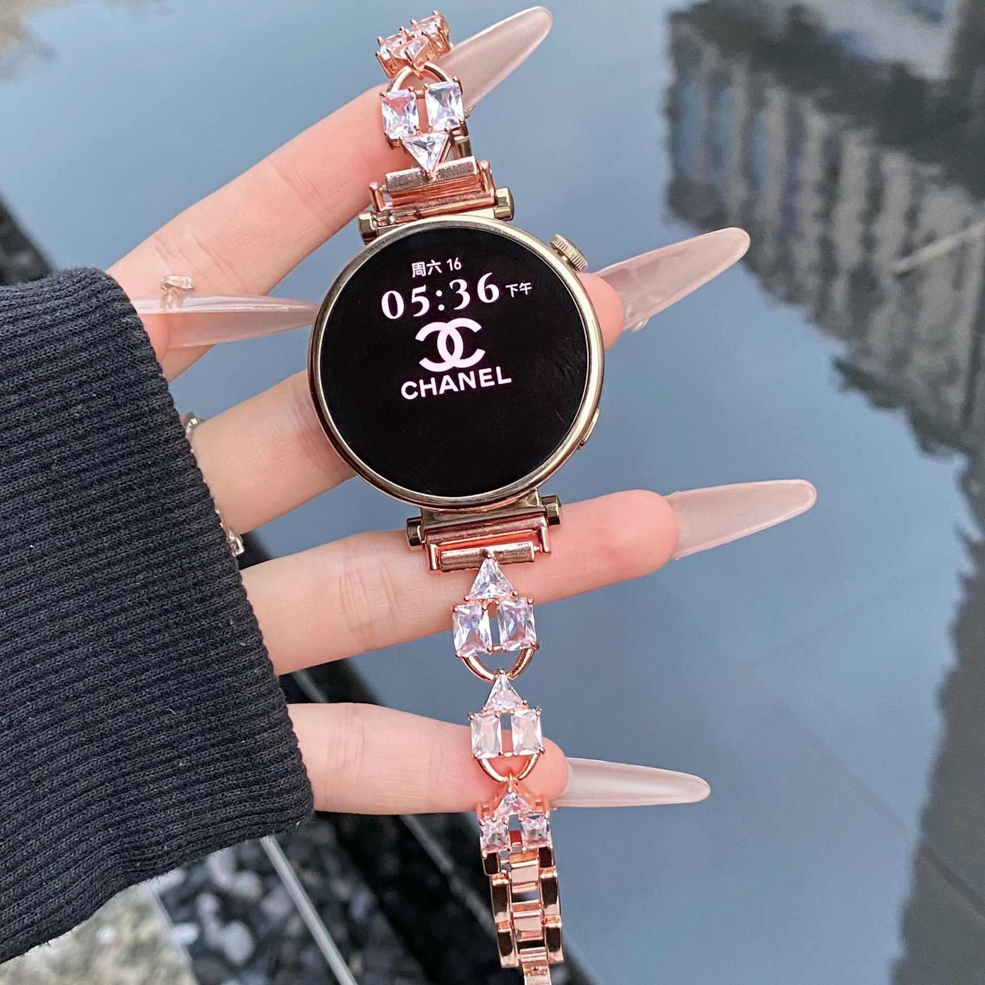 Square Diamond Chain Metal Fit3 for GT5/4/3 Huawei 8/9 Watch Strap Xiaomi 8/9PRO Female