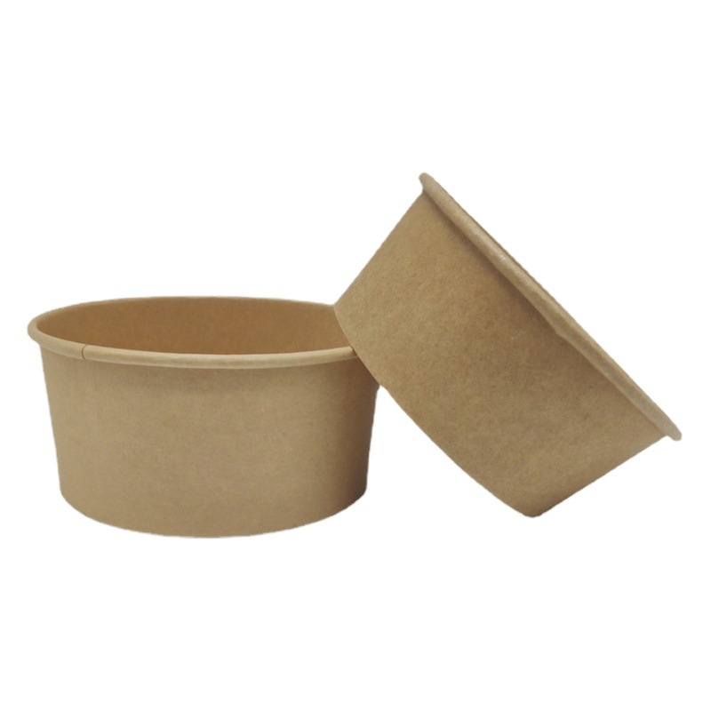 Desechable comida ligera fruta bento ensalada tazón de papel de embalaje caja de almuerzo redonda arroz frito para llevar embalaje con tapa lote personalizado