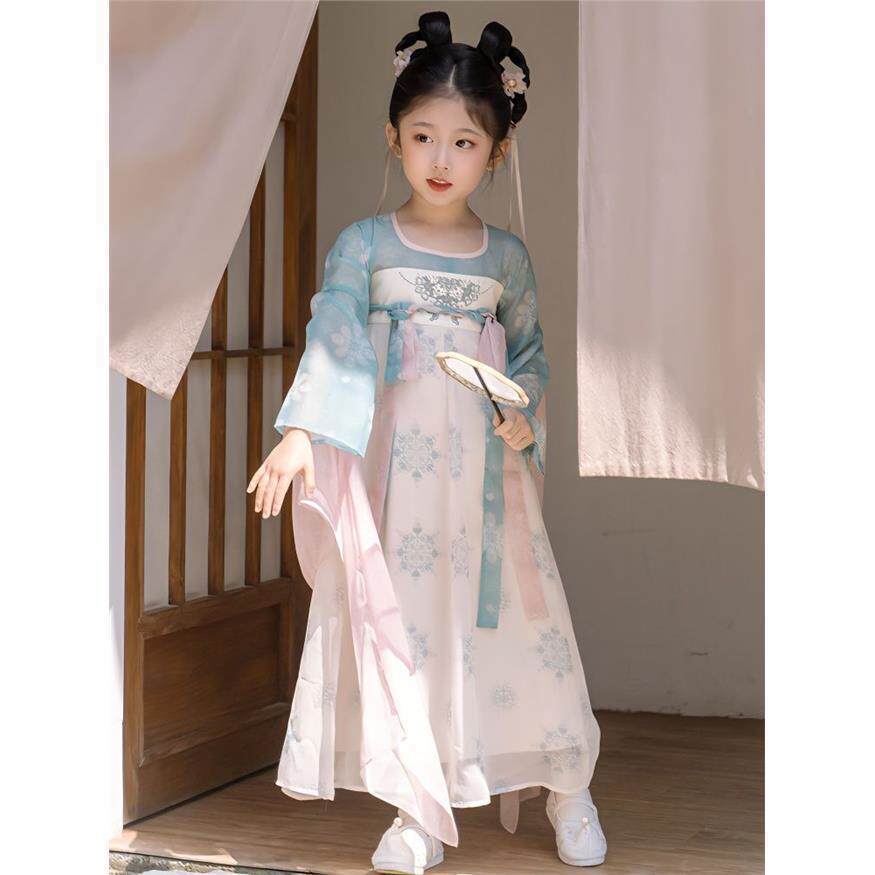 跨境汉服女童春夏日常洋气中国风连衣裙小女孩新款唐装抖音网红超