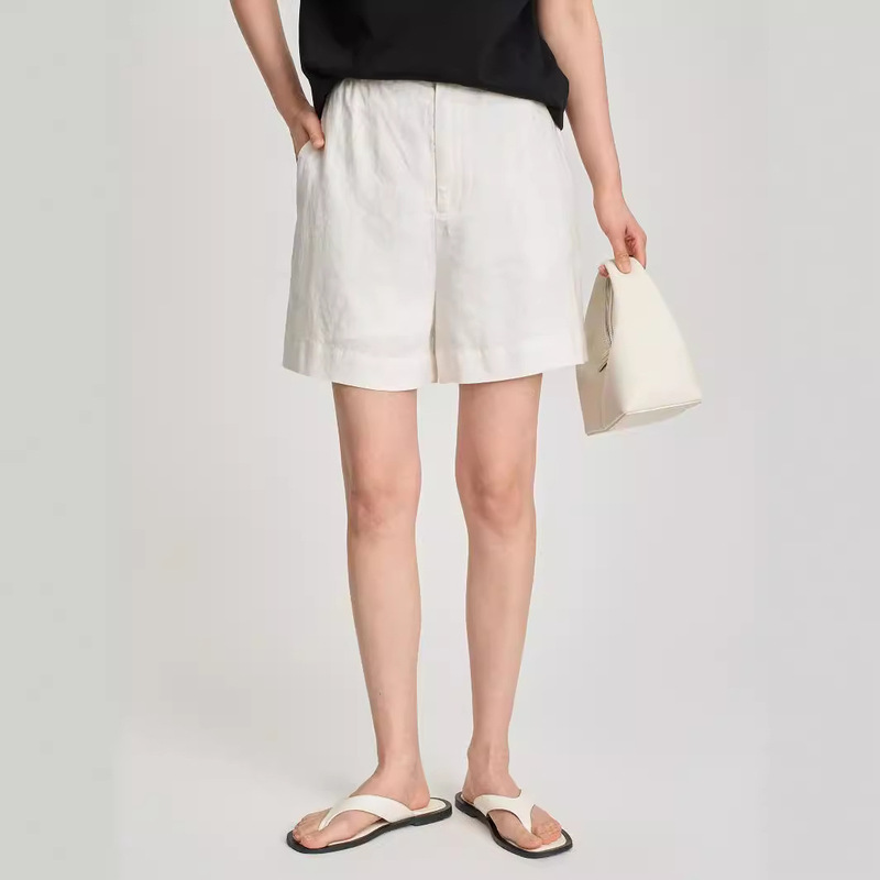 Retro High-Waisted A-Line Slimming Linen Shorts 2026 Summer Style Cool Breathable Casual Versatile Five-Point Straight Pants for Women