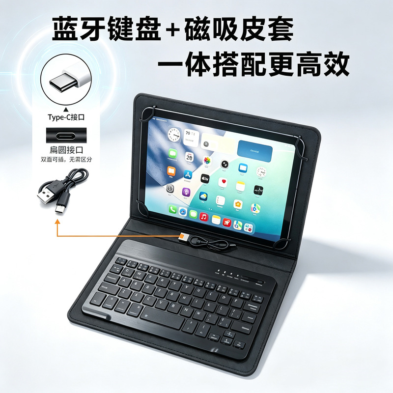 Suitable for iPad Huawei Universal Stand Tablet Leather Case 8inch 9inch 10inch 11inch Bluetooth Keyboard Magnetic Protective Case