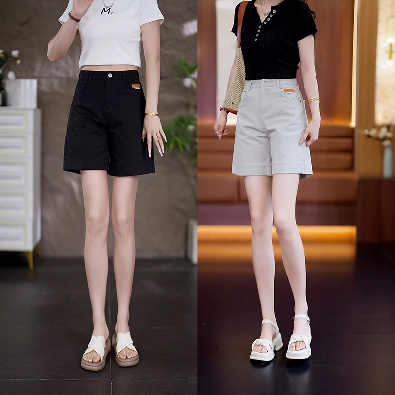 Летняя тонкая утягивающая верхняя одежда с высокой талией, шорты трапециевидной формы для женщин, модные универсальные джинсовые широкие свободные повседневные брюки