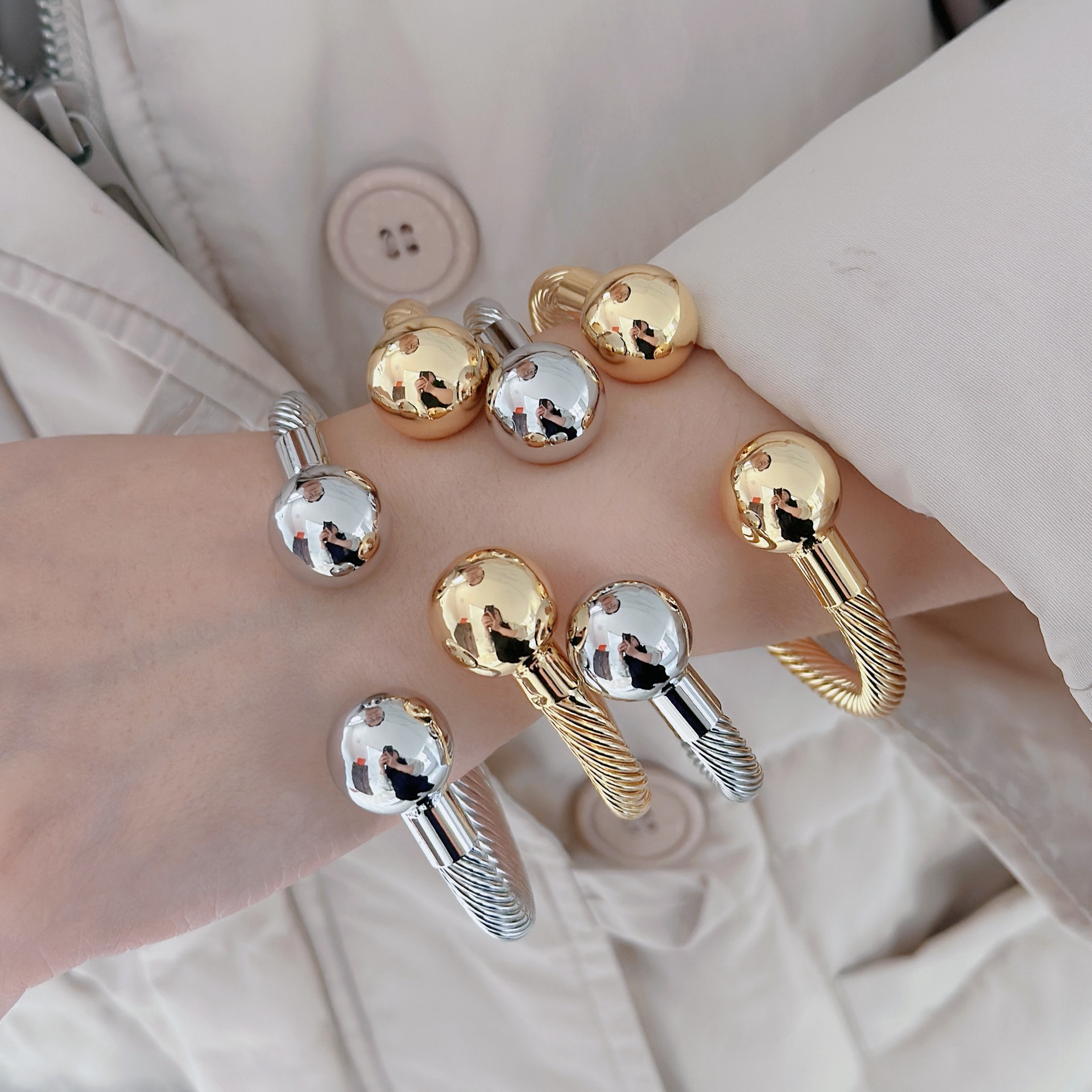 34g Weight Copper Pendant Material Wholesale Jewelry Casual Elegant Lady Solid Color Copper Plating Bangle