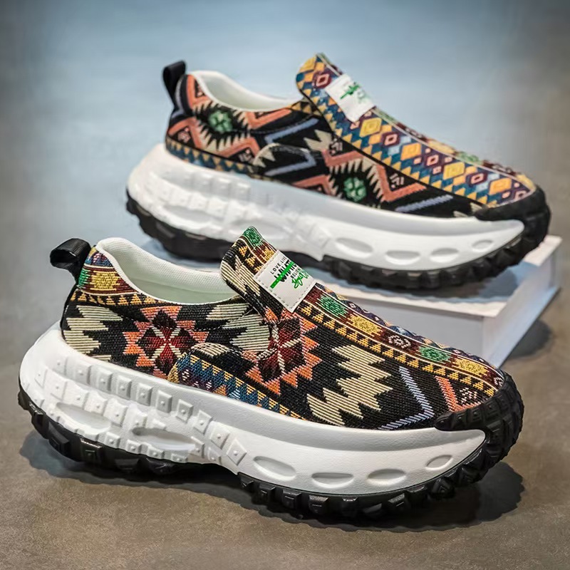 2025 Spring and Summer New Thick-Soled Height-Increasing Men's Shoes, Lazy Slip-On Casual Sports Shoes, Non-Slip, Wear-Resistant and Breathable Shoes