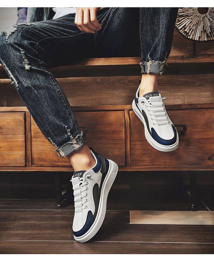 Giày sneaker nam đế mềm thoáng khí phối màu, dây thun co giãn, kiểu Hàn — Màu Kaki Z908-1, Z908-1 Trắng Xanh Lục, Z908-1 trắng xanh chi tiết 11