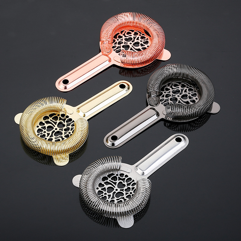 不锈钢304镀金过滤勺滤冰器隔冰器漏网strainer外贸跨境防滴漏