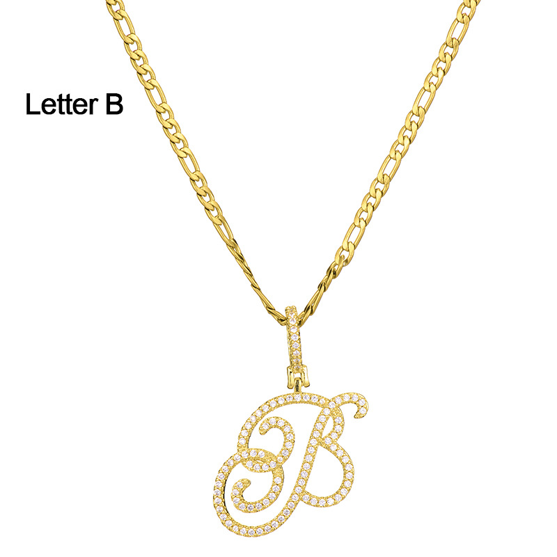 Mode Lettre Acier Inoxydable 304 Le Cuivre Placage Zircon Plaqué Or 18K Femmes Collier display picture 6