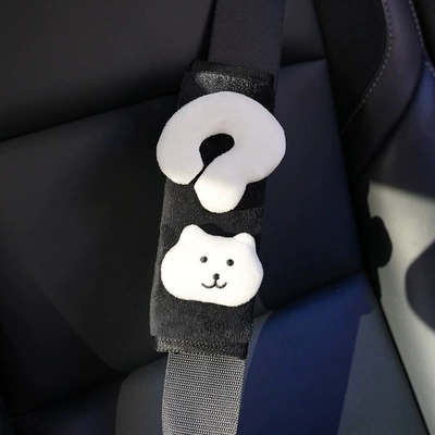 New cute question mark car seatbelt shoulder pad, car decoration, shoulder strap protector, anti-wear and anti-neck strangulation (Seat belt shoulder pad) - super-soft-black-20cm-shoulder-pad-question-mark