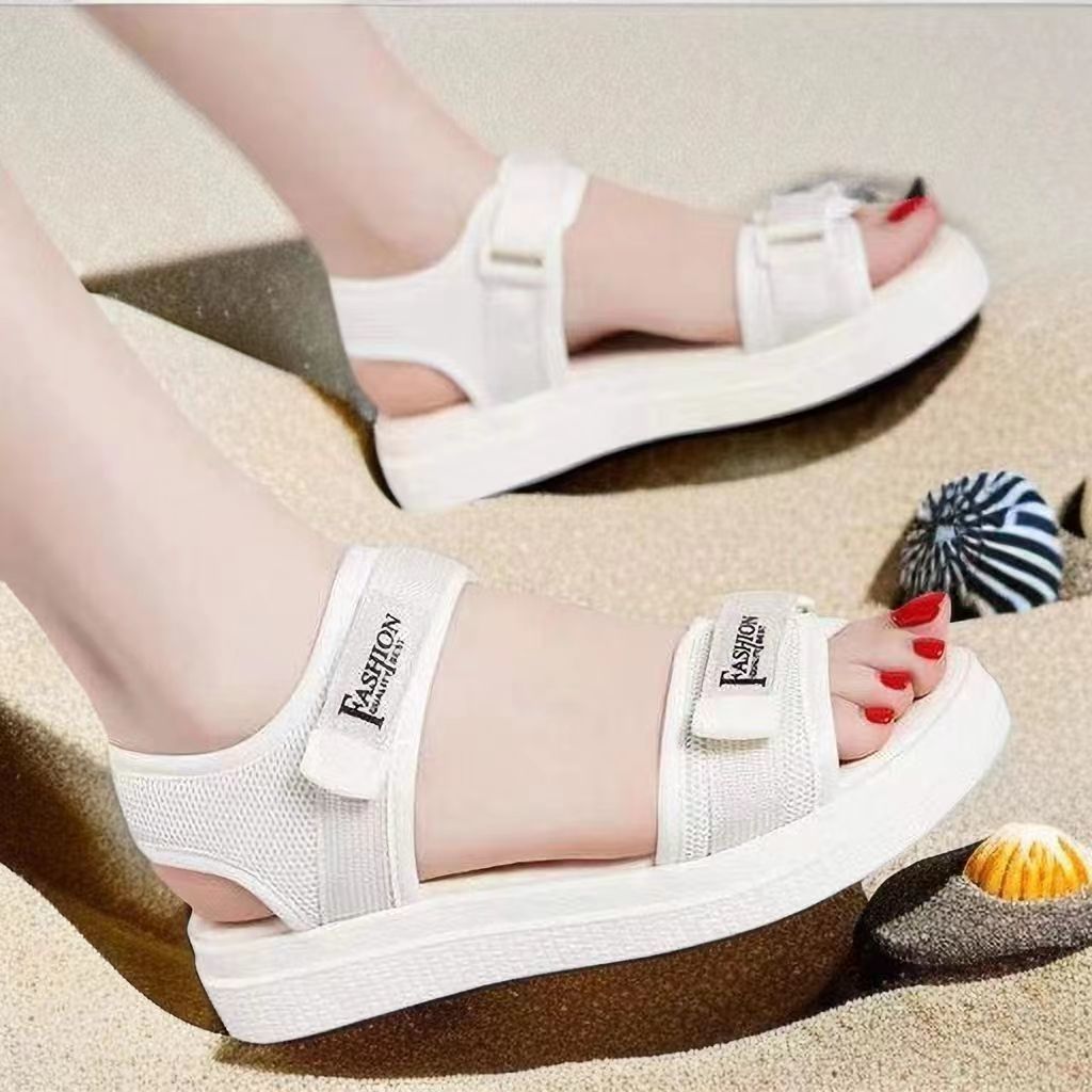 2026 primavera y verano nuevo estilo poco profundo confortable pedazo de mierda sensación resistente al desgaste de dedos de velcro sandalias de estilo romano