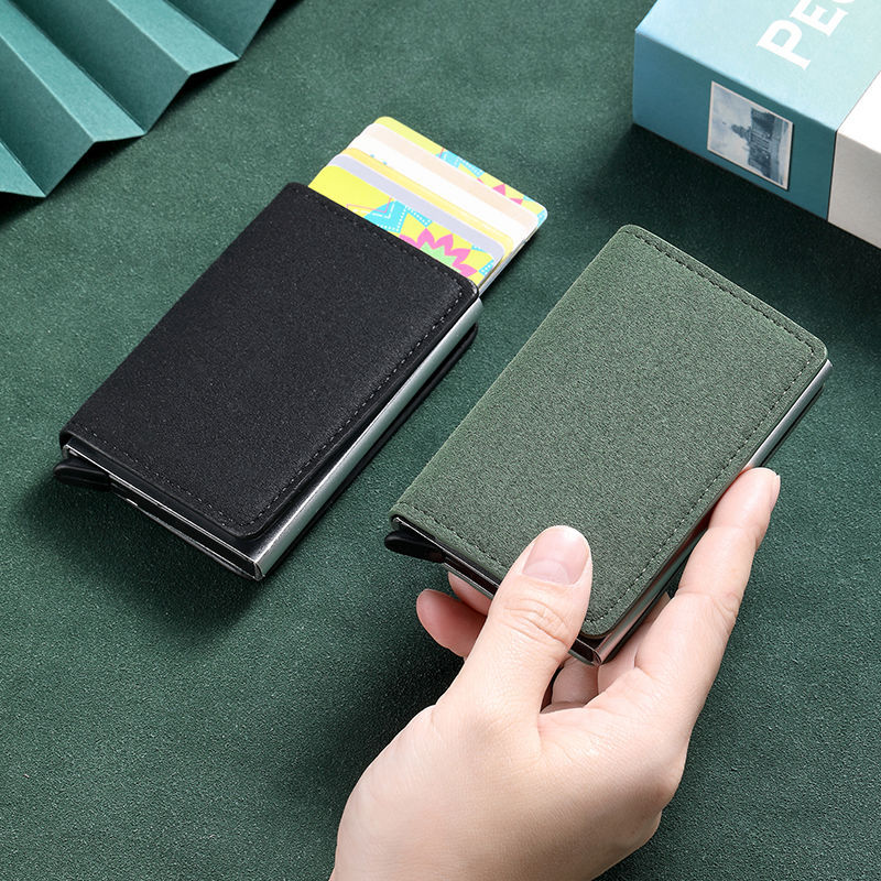 Anti-robo RFID tarjeta de metal bolsa de tarjeta de crédito elástica caja de metal de aluminio tarjeta de hombre tarjeta de bolsa de plata tarjeta al por mayor