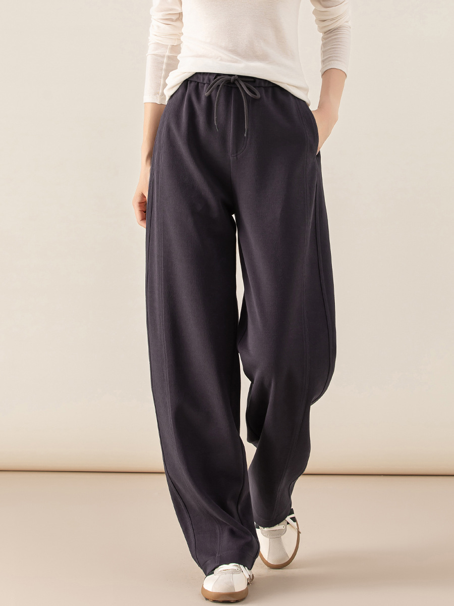 Quần culottes nữ ống rộng cạp thun co giãn chất liệu lyocell len mềm mại dáng chuối — màu tím mận
