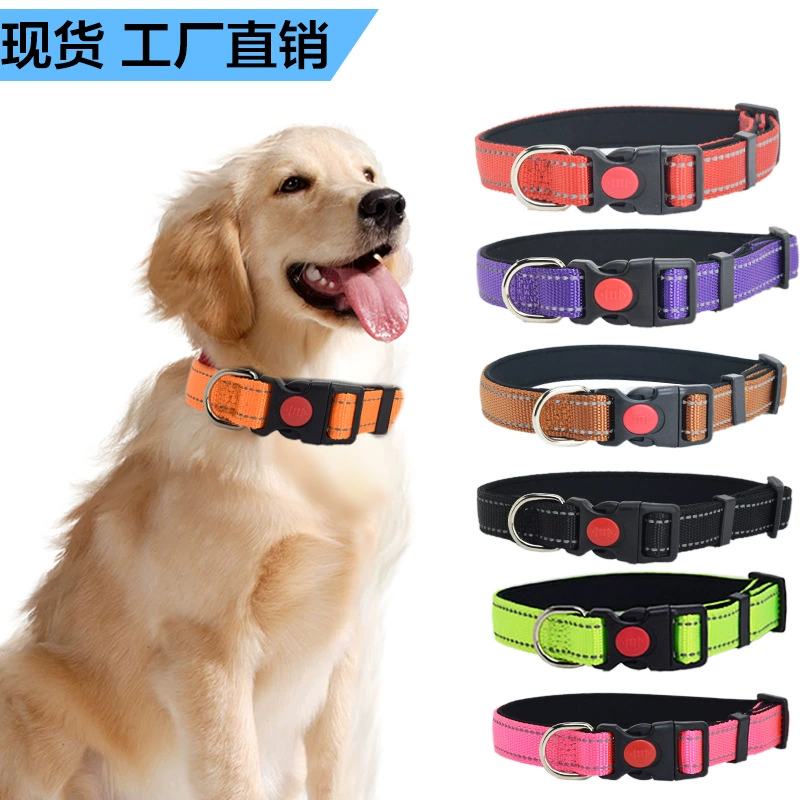 Нейлоновый ошейник для домашних животных, не растягивающийся ошейник, регулируемый ошейник, материал для дайвинга, ошейник для собак, светящийся ошейник