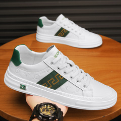 歐洲站軟皮真皮小白鞋男鞋休閒皮鞋白色英倫百搭時尚板鞋男款新品