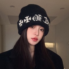 2025年秋冬季新款双层加厚保暖针织帽子女护耳保暖大头围堆堆帽潮