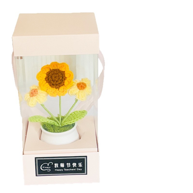 教师节礼物高级感 送老师针织花束成品仿真花束伴手礼礼盒装花束|undefined
