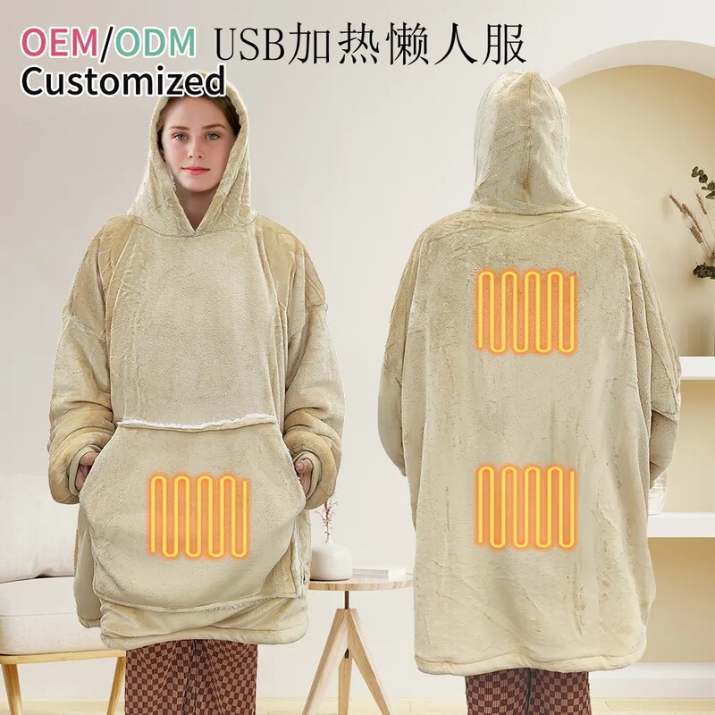 Cross-Border USB Heated Lazy Blanket Hooded Fleece Sweatshirt Hoodieblanket Thickeneded Cold-Proof Tv Blanket Home Clothes Cross-Border USB Heated Lazy Blanket Hooded Fleece Sweatshirt Hoodieblanket Thickeneded Cold-Proof Tv Blanket Home Clothes