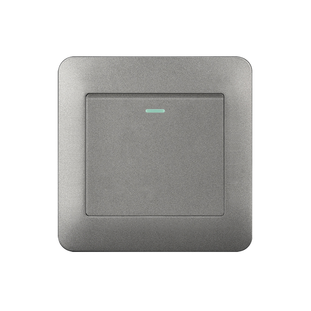 外贸16A一开双控双联开关插座86型金色白色灰色烤漆面板家用暗装