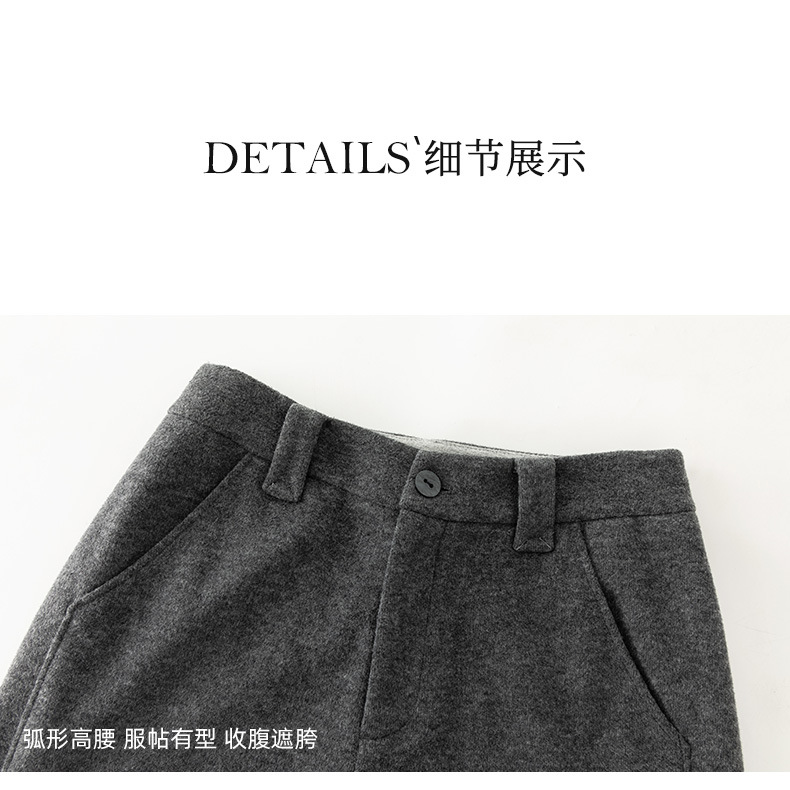 Quần tây nữ dệt kim len acetate Xinge dáng suông ống đứng, chất liệu dày dặn mùa thu đông — màu xám chi tiết 23