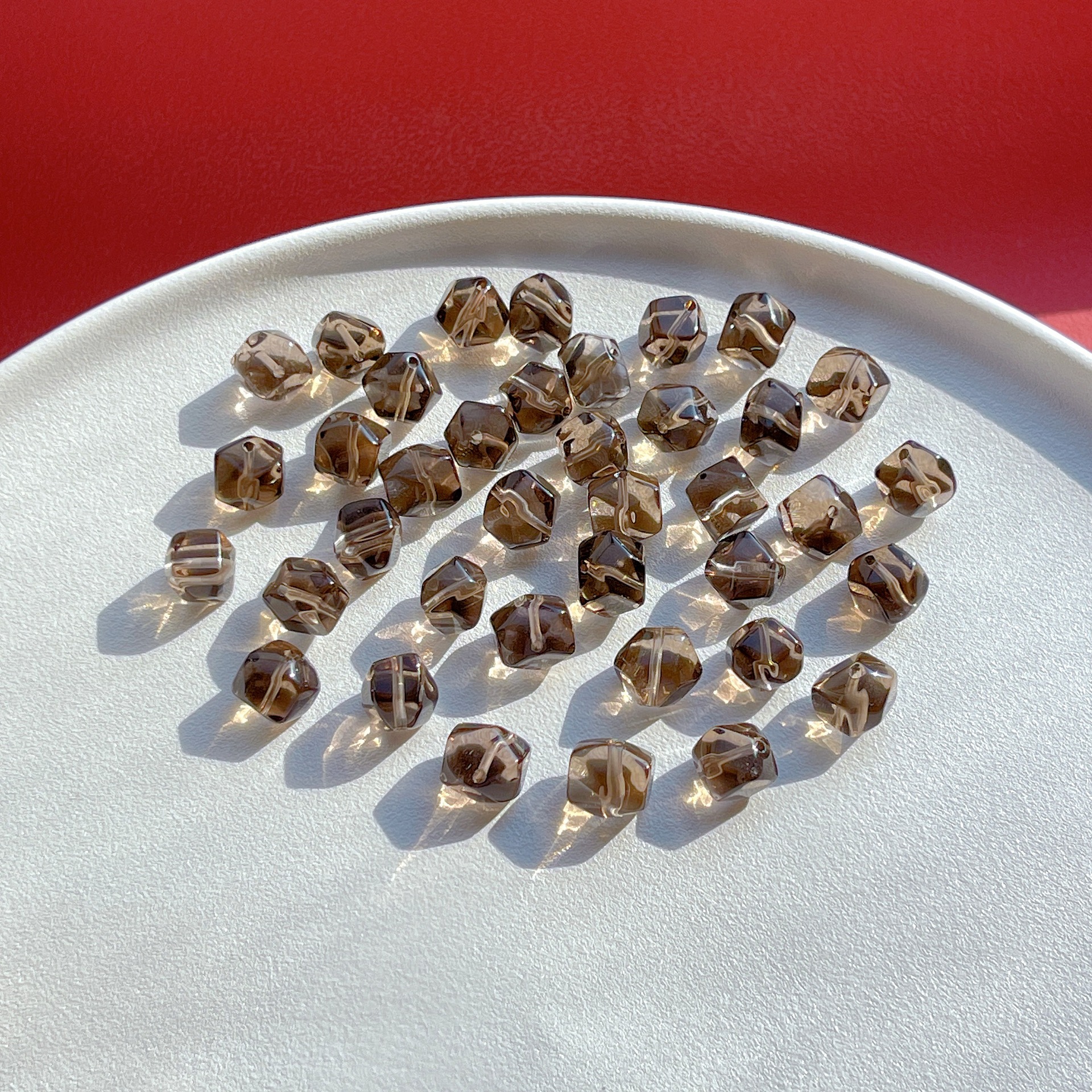 Natural Tea Crystal DIY Jewelry Accessories Single Beads Accompanying Faceted Loose Beads Spacer Crystal Jewelry Bracelets with Beads