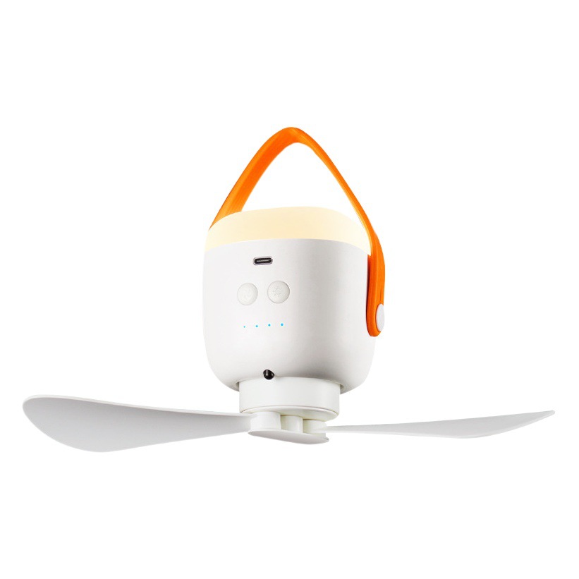 Camping outdoor Tripod fan small ceiling fan rechargeable multifunctional portable hanging mini fan with night light