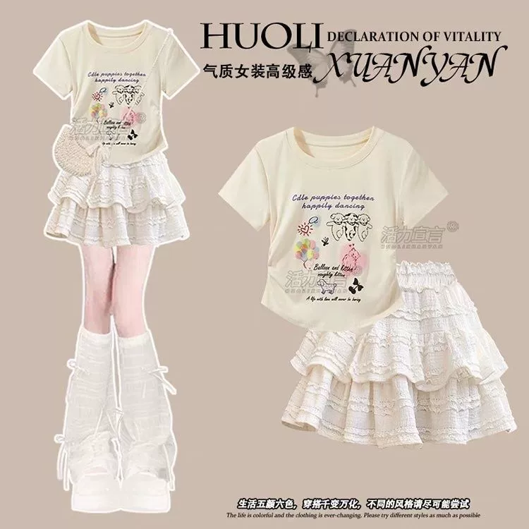 Children's set, summer cartoon uniform, Korean style, western style, with short sleeve