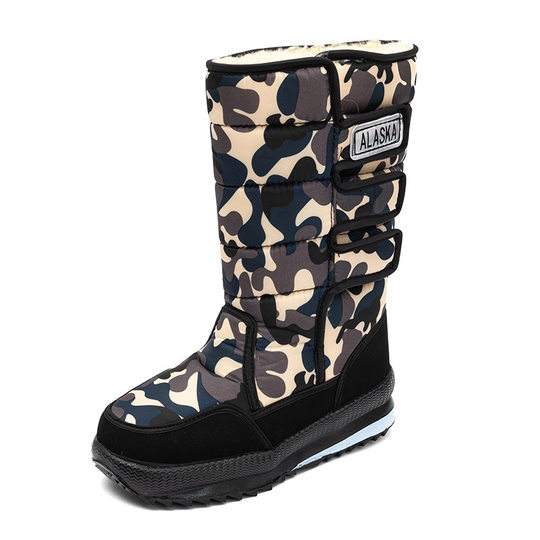 Cross-border Winter Camouflage Black Velvet Cotton Warm Snow Boots for Men and Women Round Head High-top Snow Boots Thick Cotton Boots