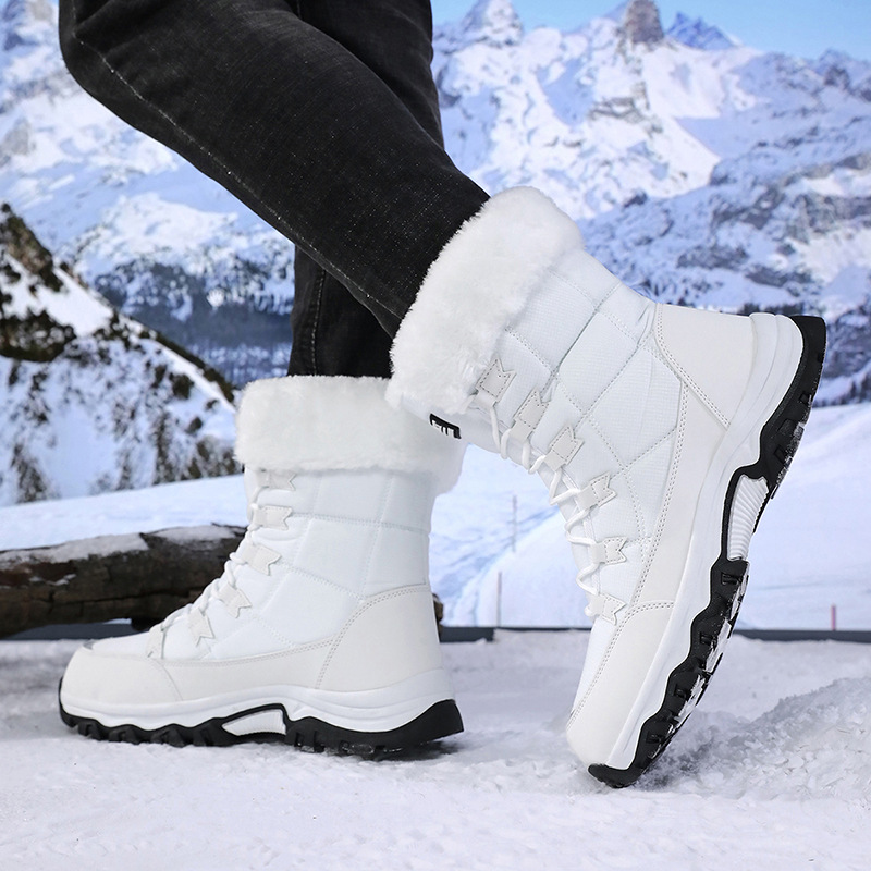 2025 nuevas botas de nieve de invierno transfronterizas para mujeres calientes y terciopelo grueso al noreste zapatos de algodón de esquí al aire libre tamaño grande