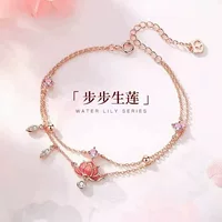 Новая цепочка для ног Lotus для девочек с легким ощущением роскоши, браслет Lotus с нишевым дизайном, стиль Pure Desire, двухслойное кольцо для ног в древнем стиле.