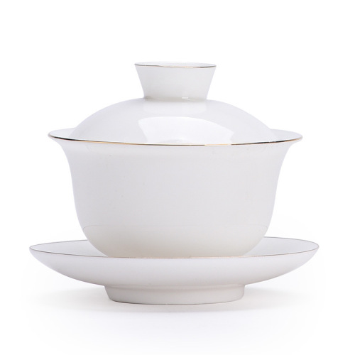 Gaiwan Dehua White Porcelain Tea Set, Complete Set of Kung Fu Ceramic, Simple Tea Pot and Tea Cup, Tea Brewing and Hosting Home Decor