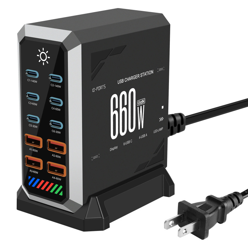 Multi-Port Desktop Gallium Nitride Charger Fast Charging Pd660W for Mobile Phones, Laptops, Drones, and Digital Products