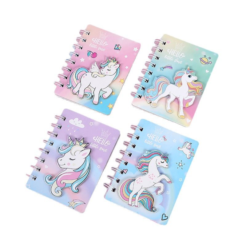 Notebook de hojas sueltas tridimensionales de unicornio de celebridades de Internet Cute Girl Heart Bobina Bloc de notas Mini libro de contabilidad manual Papelería