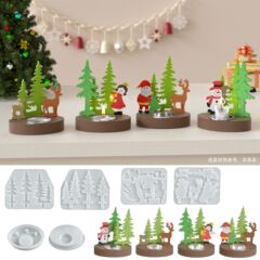 虞美人 diy香薰石膏圣诞树麋鹿圣诞老人雪人插板烛台摆件硅胶模具
