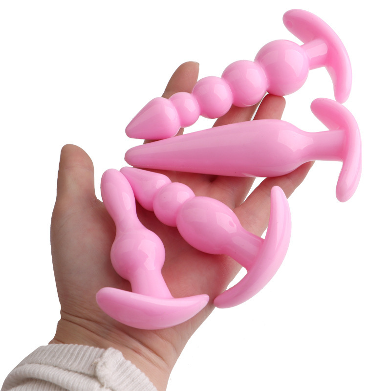 Anal plug suit hindplace plug six piece set of beads pull beads anal plug masturbation silicone sex adult supplies