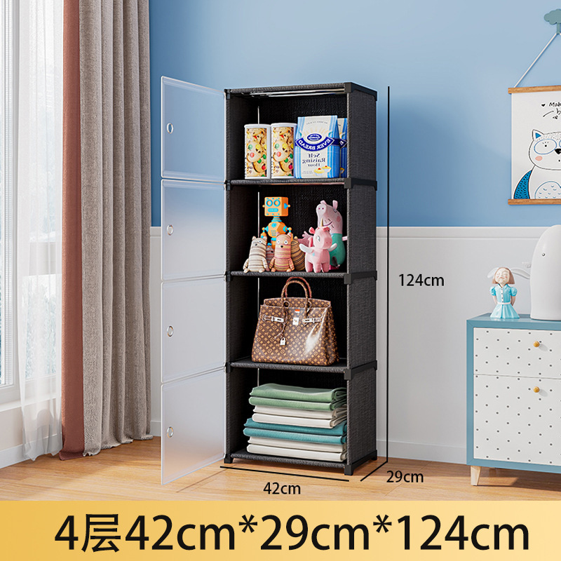 Home-use foldable bedside living room double-door storage cabinet, modern minimalist storage cabinet for snacks, toys, and clothing