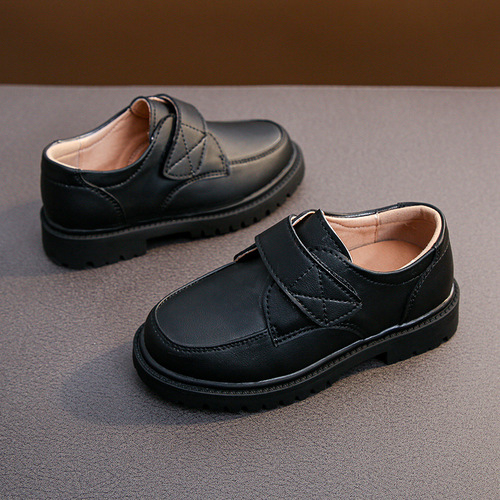 Spring and Autumn New Boys' Leather Shoes Black British Style Primary School Performance Shoes Children's Shoes Girls Performance Shoes for Middle and Large Children