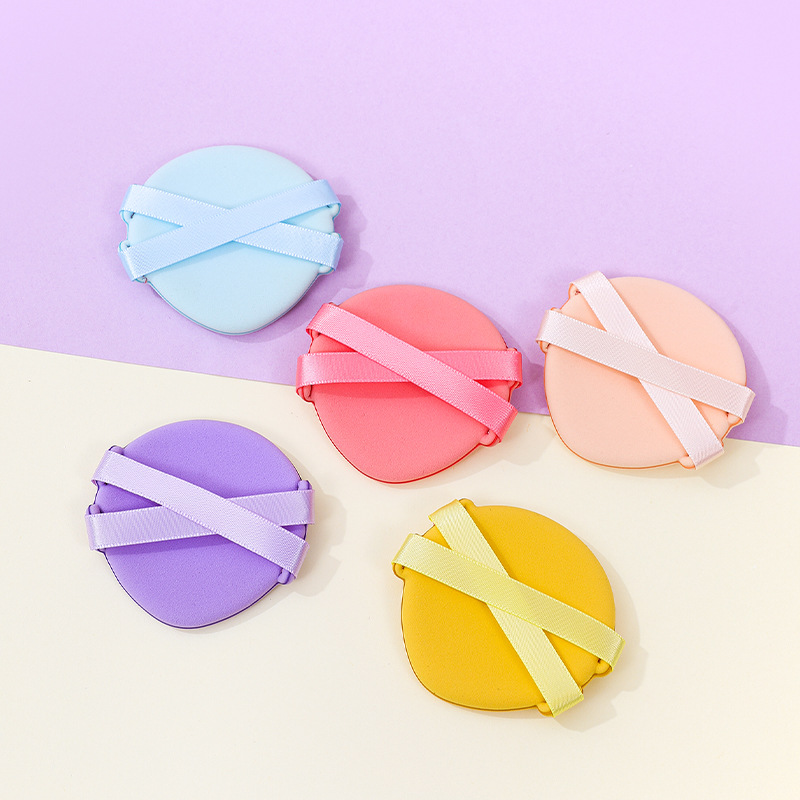 Personalizada doble cinta polvo no comer polvo q bala seca y húmeda doble uso marshmallow triangular esponja impresión logotipo forma