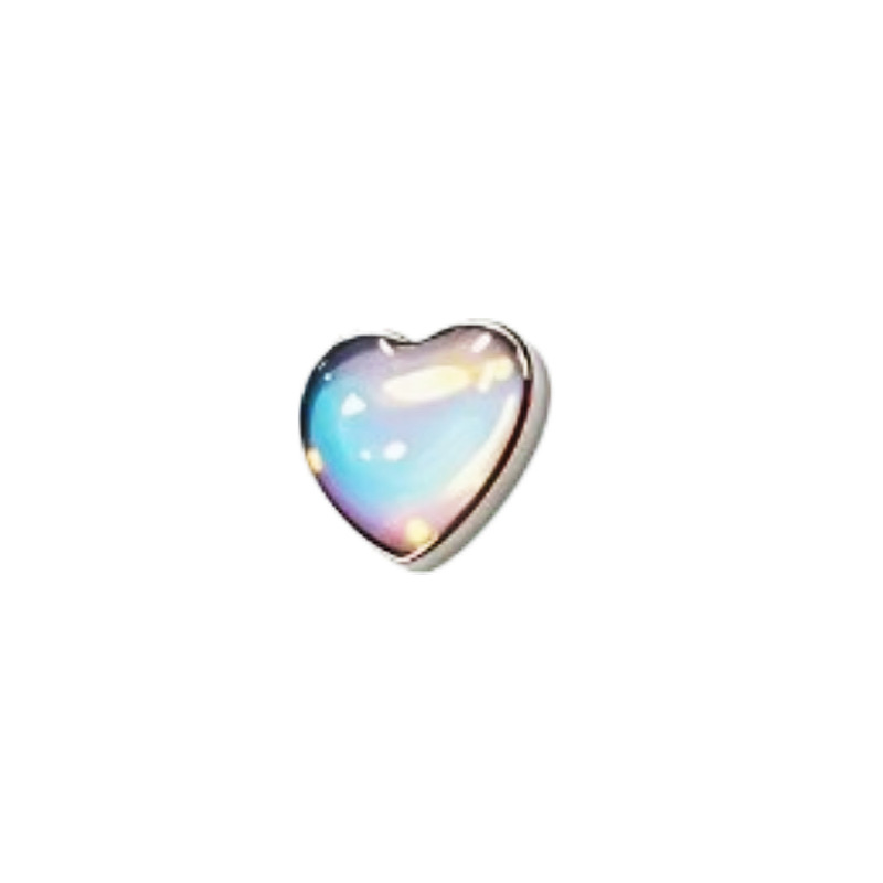 G23 Titanium Heart-Shaped Enamel Resin Ear Studs, Cartilage Piercing Jewelry, Flat Back Earrings detail image 9