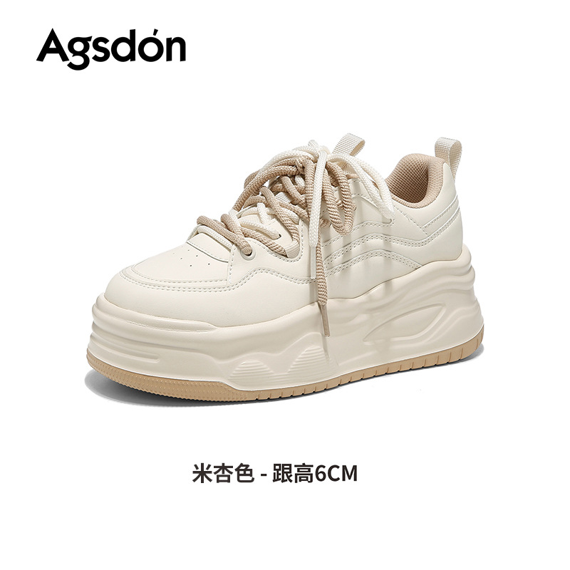 Augu Shi Deng zapatos blancos de fondo grueso para mujeres 2026 nueva primavera alta zapatos casuales muffins zapatos deportivos