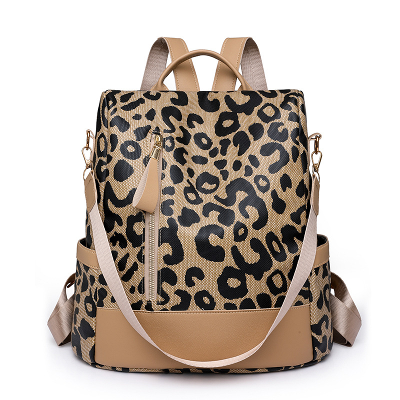 2023 invierno nuevo estilo casual damas cuero suave mochila antirrobo tendencia de moda mochila multifuncional con estampado de leopardo