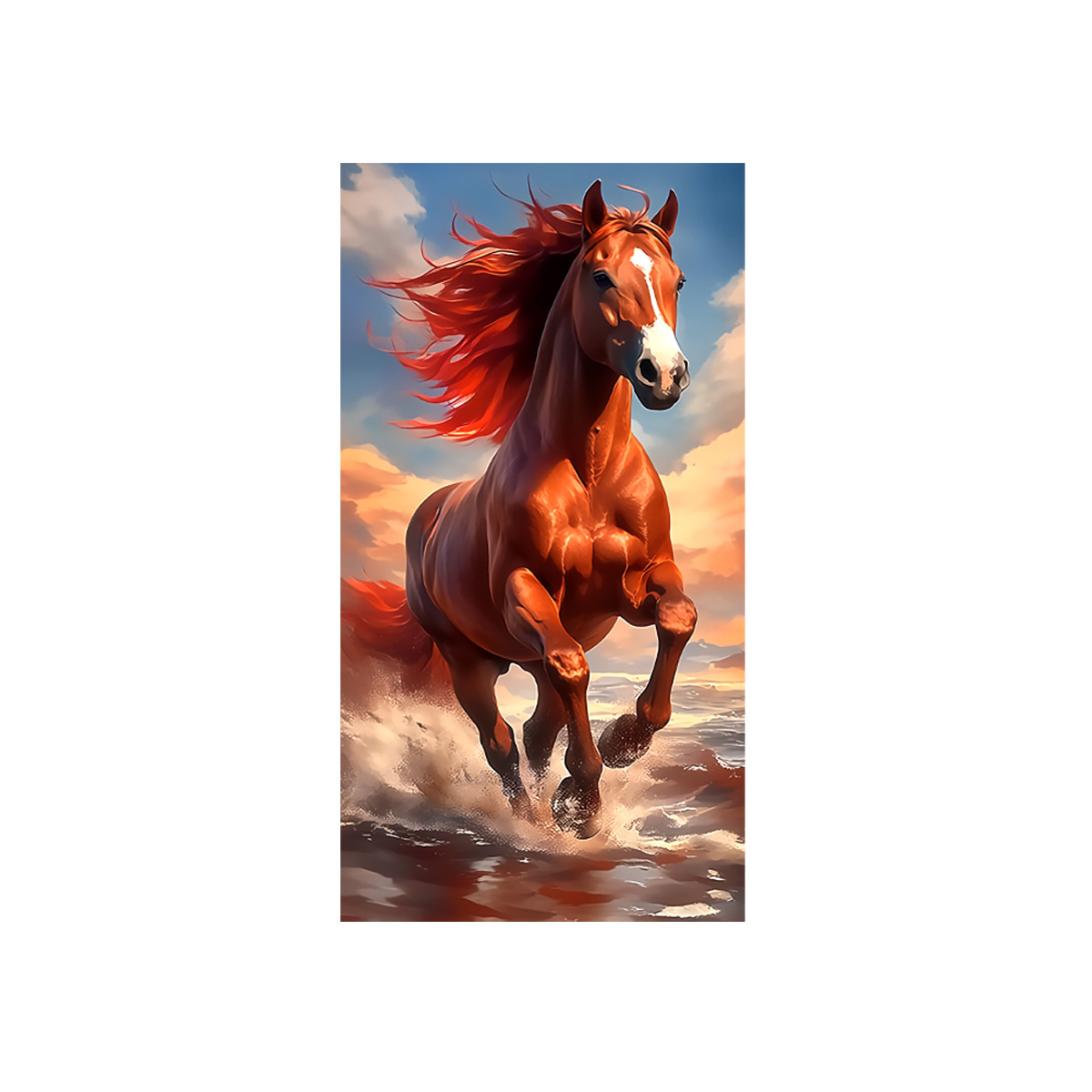 [Algodón importado] Mona Lisa real bordado cruzado un caballo pionero nuevo paisaje chino pintura decorativa línea hecha a mano image 4
