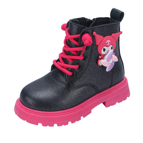 Spring and Autumn 2024 New Boys' All-match Children's Martin Boots Small and Medium-sized Children's and Girls' Anti-slip Soft Bottom Black Leather Ankle Boots