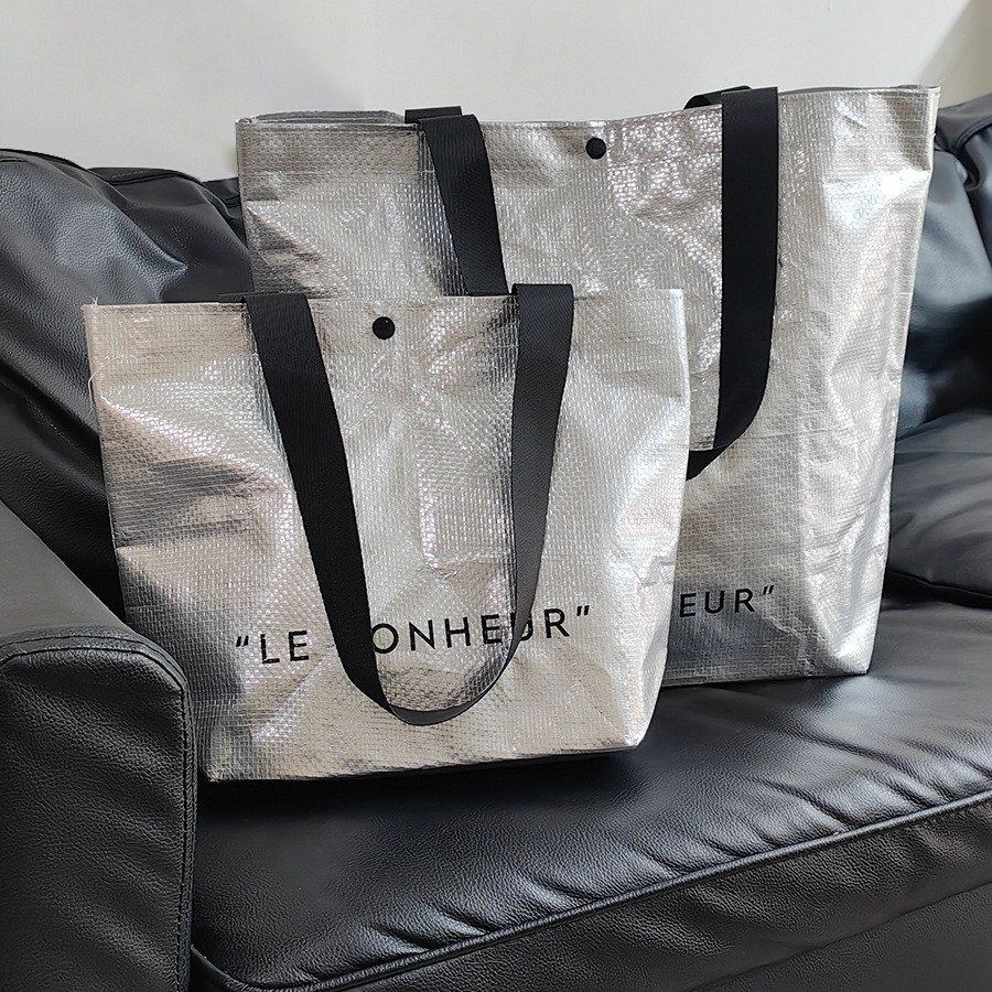 Las bolsas tejidas de bolsos se pueden personalizar con el logotipo de la exposición de Negocios de gran capacidad para recoger compras, protección del medio ambiente y bolsas tejidas personalizadas.