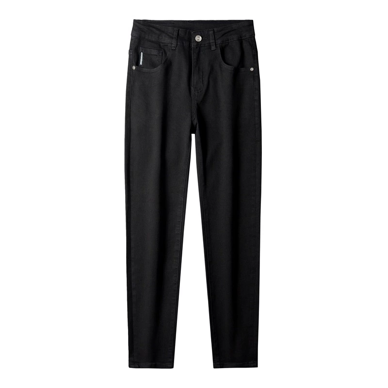 Мужские теплые брюки, элитные черные джинсы, slim fit