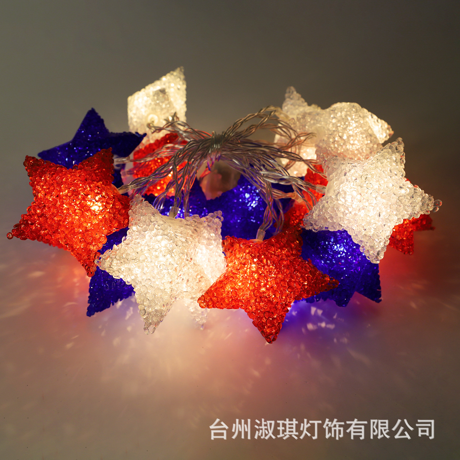 Luces de Cadena LED Novedosas para el Día de la Independencia Americana, Luces de Cadena con Forma de Estrella de Cinco Puntas, Luces de Colores Rojo, Blanco y Azul, Funcionan con Pilas, Venta al por Mayor